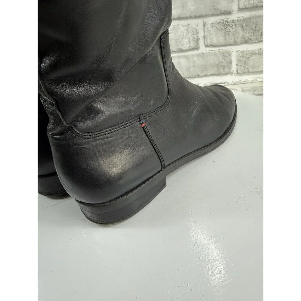 Tommy Hilfiger TWDEXTER Women’s Size 10 Black Leather Knee High Riding Boots